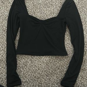White Fox Black Longsleeve Top - Size XS
